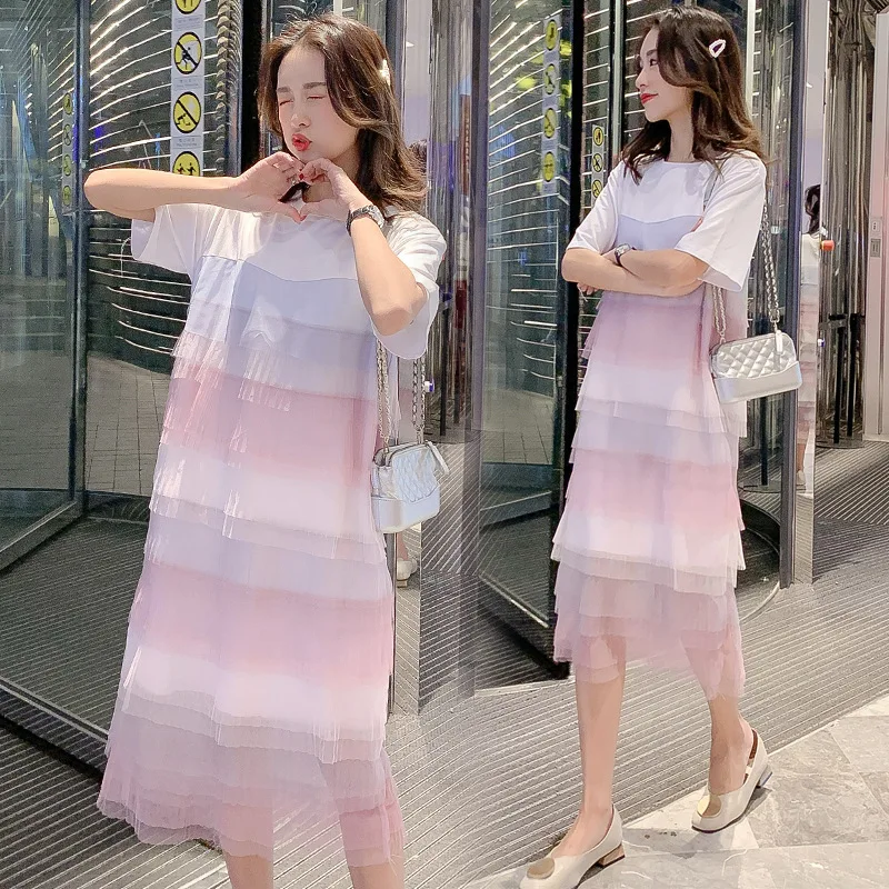 

Shanghai New Europe Sang 2020 Gauze Joint Xian Qi Dress Large Size