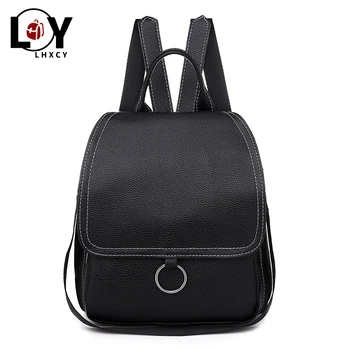 

Ring Decoration Clamshell Shell Backpack Women Leather Backpack Leisure Classic Black Travel Backpack High Capacity Designer Bag