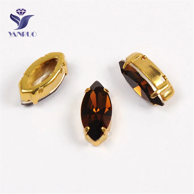 Smoked Topaz Yanruo 4200 забавные маркизы с камнями K9 Глаза Лошади Стразы заостренные сзади Стразы все для шитья - Цвет: Smoked Topaz