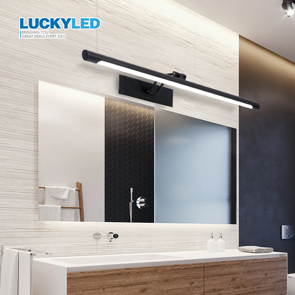 LUCKYLED настенный светильник для ванной комнаты, зеркальный светильник 12 Вт 55 см, переменный ток 90-260 В, водонепроницаемый настенный туалетный светильник, винтажный настенный светильник