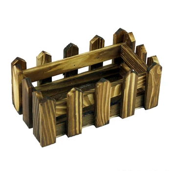 

Railing Basket Plants Home Decor Container Carbonized Eco Friendly Courtyard Simulation Grass Flower Pot Desktop Wooden Fence