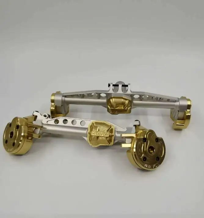 alu#7075+Brass by AILICH VITAVON CNC Front/Rear axle housing Set for Axial SCX10 III Silver+Brass 
