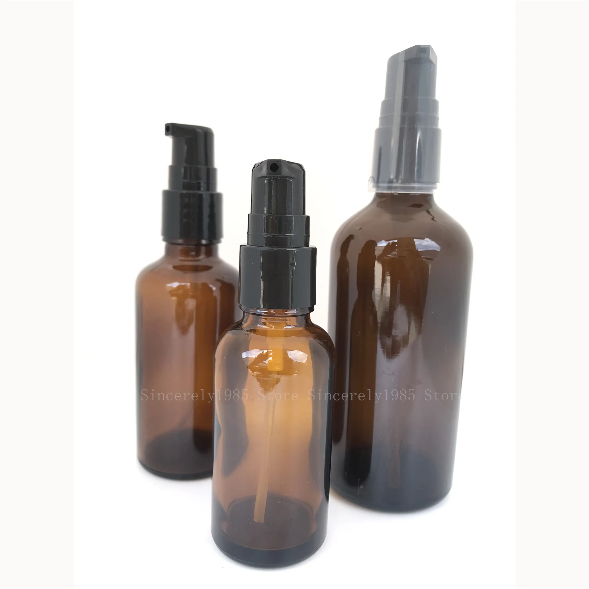 10 pieces 5ml 10ml 15ml 20ml 30ml 50ml 100ML Brown Glass Pump Bottle Lotion Pump Bottle brown portable Refillable Travel bottle