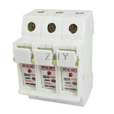 

RT18-32X 3P 380V AC Cylindrical Fuse Holder with LED Light