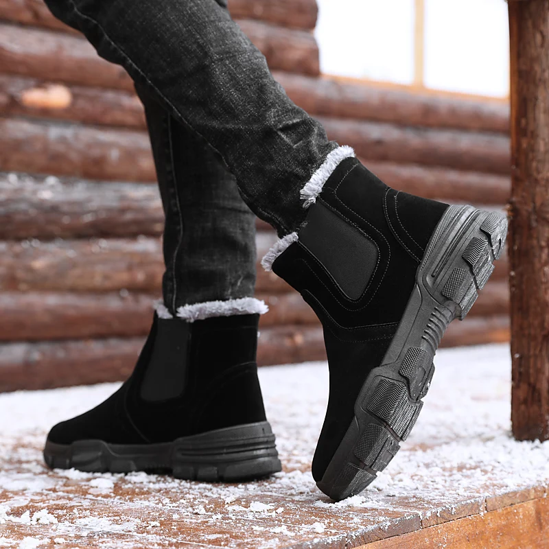 Новые зимние мужские ботинки; Бархатные Теплые Ботинки martin; лыжные ботинки; рабочие ботинки на толстой подошве; мужские водонепроницаемые повседневные ботинки