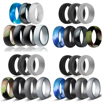 

2019 New 7pcs/set 6-12 Size Hypoallergenic Crossfit Flexible Rubber Rings 8mm Silicone Finger Rings For Men Women Wedding Gift