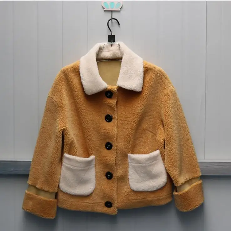beige S/9Xl женские зимние осенние искусственная шерсть меховые куртки повседневные короткие sequion Лоскутные искусственный мех пальто Manteau Fourrure Femme J3051 - Цвет: beige