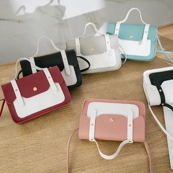 

Small bag 2020 new Japanese and Korean pu female bag mini casual contrast color small square bag shoulder messenger bag