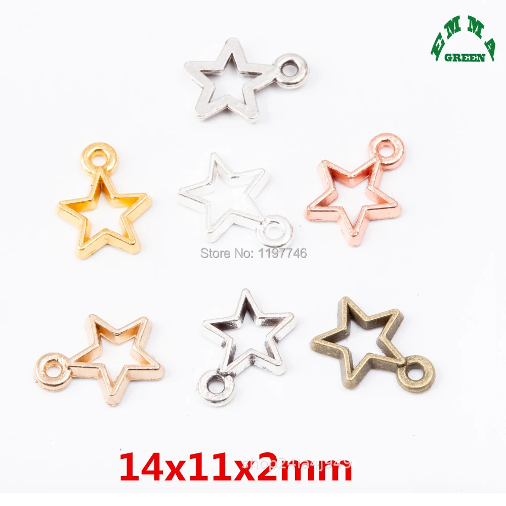 

Star Rose Gold Charm Pendant 40pcs 14mm hollow Stars bronze Charm Accessories for DIY Jewelry Making