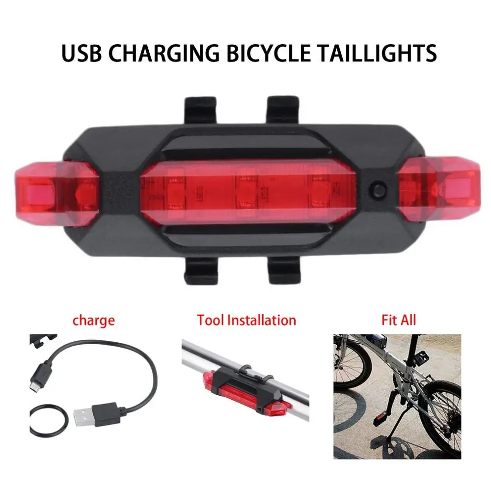 

Bike Bicycle light LED Taillight Rear Tail Safety Warning Cycling Portable Light, USB Style Rechargeable Style