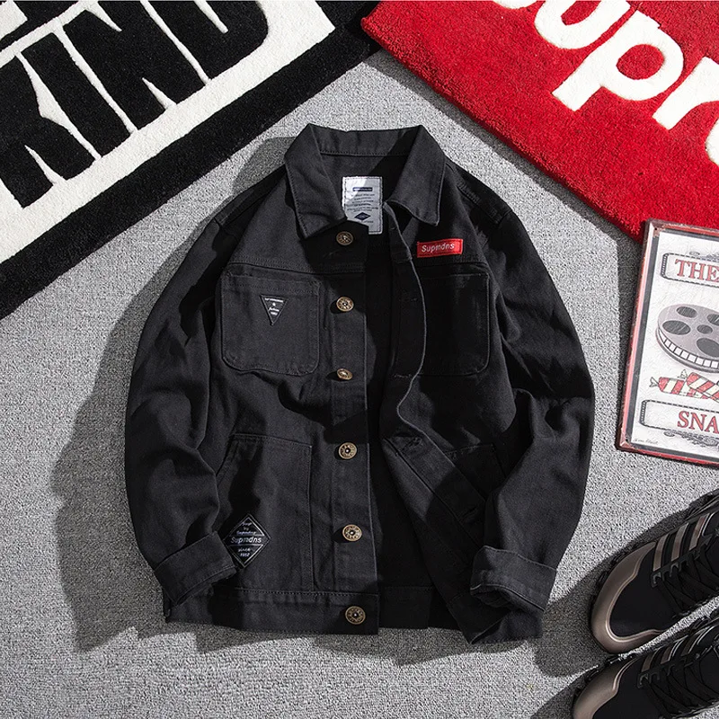 

Autumn & Winter Couples Casual Tooling Jacket Students Men Loose-Fit Jacket Coat Korean-style Trend Handsome Men'S Wear