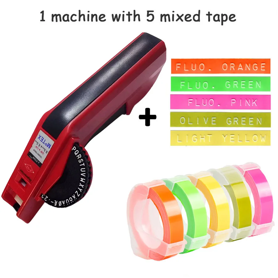 Embossing Manual Label Printer E-5500B with mixed 9mm tapes plastic lettering machine for 3D embossing 9/12mm label B | Компьютеры и