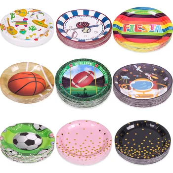 

10 PCS Duocute Multi-theme GOLDEN DOT SPORT THEME 9 inch Disposable plates Collection for Kid Birthday Wedding Tableware Supply