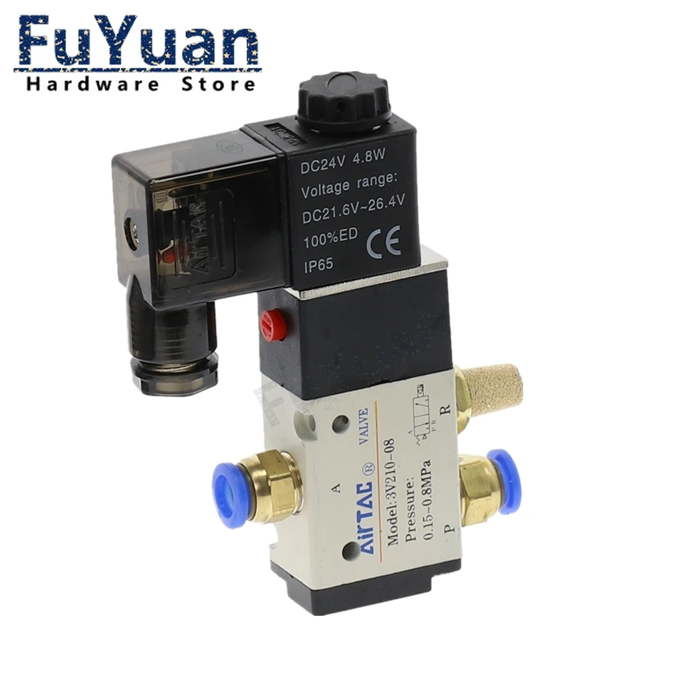 

Pneumatic Fittings 3 Way 2 Position Air Directional Control Solenoid Valve 3V210-08 DC12V DC24V AC110V AC220V Muffler