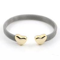 Vintage Stainless Steel Heart Cuff Bracelets Bangles Mesh Bracelets Bangles For Men Women Fashion Jewelry 1
