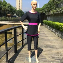 XL плюс размер 2XL Мусульманский купальник женский скромный лоскутный полный Чехол короткий рукав Мусульманский купальник хиджаб ислам одежда купальный костюм