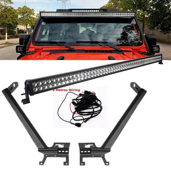 

52 Inch 300W LED Work Light bar Steel Metal Upper Windshield Mounting Bracket W/Lower Corner Brackets for Jeep Wrangler JL 2018+