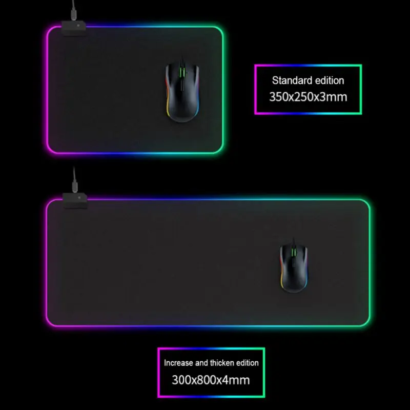 RGB Коврик для компьютерной мыши Расширенный игровой коврик для мыши геймер Коврик для мыши Нескользящий Резиновый Коврик