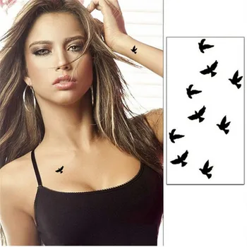 

1 Sheet Water Transfer Stickers Unisex Waterproof Cute Black Bird Shape 10cm Disposable Temporary Tattoo Stickers Makeup Tools