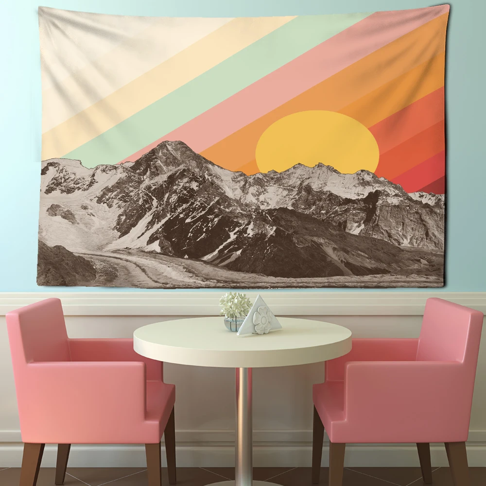 Cartoon Tarot Tapestry Wall Hanging Psychedelic Hippie Minimalist Tapiz Boho Aesthetic Room Home Decor