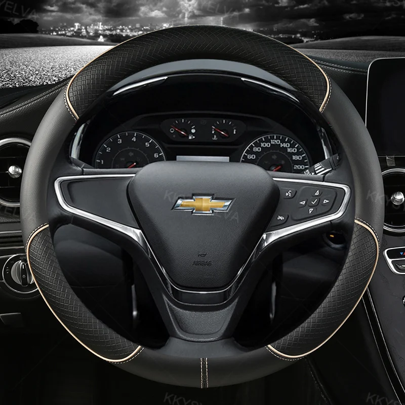 Luxury Leather Steering Wheel Cover, 38cm, 15