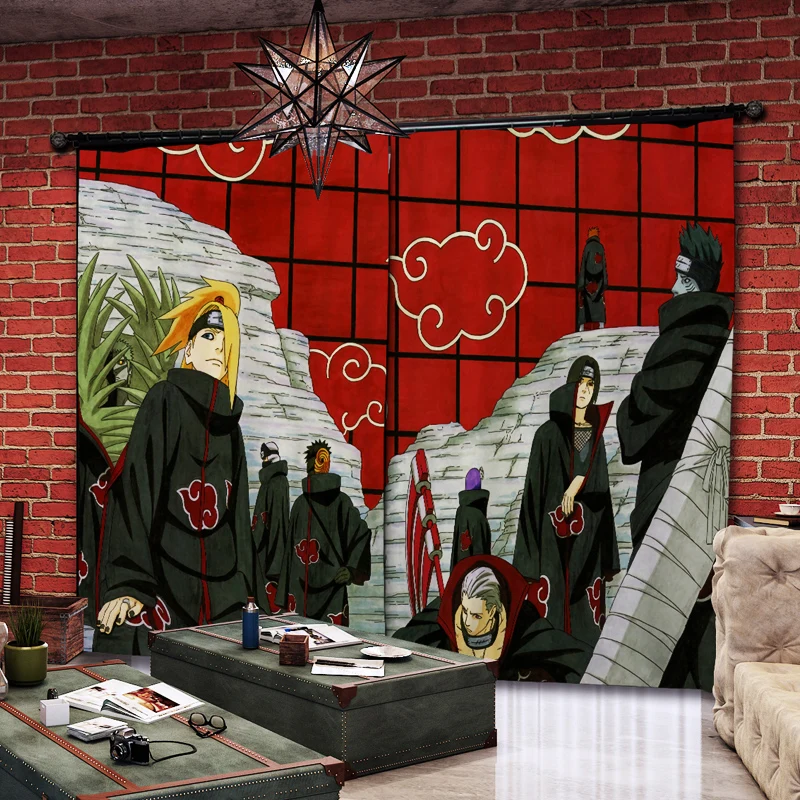 2 шт./комплект занавески на окна с принтом Аниме Наруто|Занавеска| |