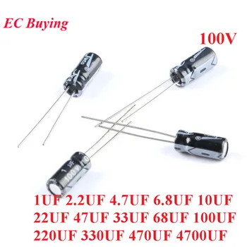 

50pcs DIP Electrolytic Capacitor 100V 10uf 22uf 47UF 1UF 2.2UF 4.7UF 6.8UF 33UF 68UF 100UF 220UF 330UF 470UF 4700UF ±20%