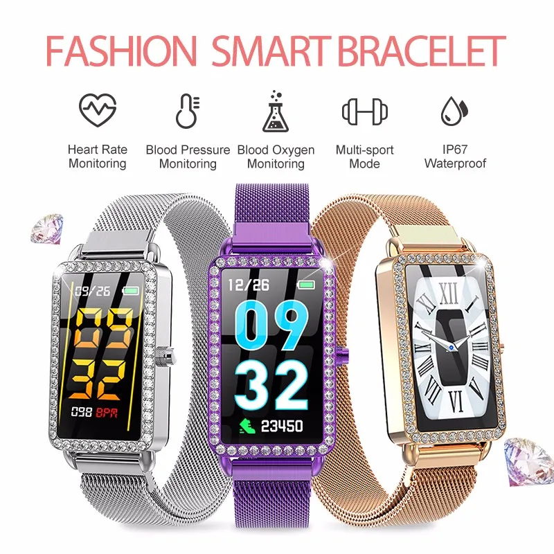 Ladies Smart Watch Women Bracelet Heart Rate Monitor Fitness Steel Wristband Tracker for iPhone Phone | Электроника