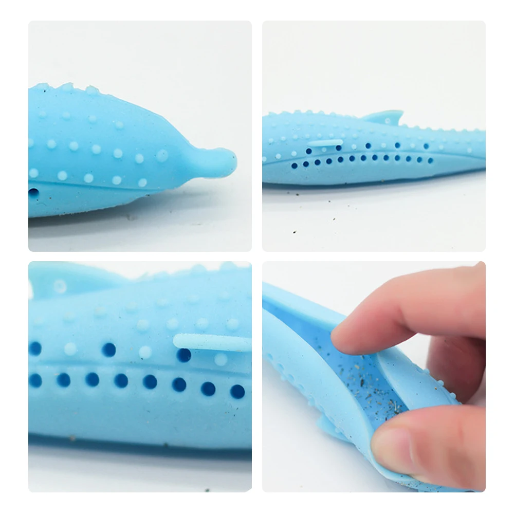 Pet Toy Fish Shape Molar Stick Cat Toy With Catnip Eco-Friendly Silicone Chewing Toy Cats Teeth Cleaning Mouth Toothbrush Toy