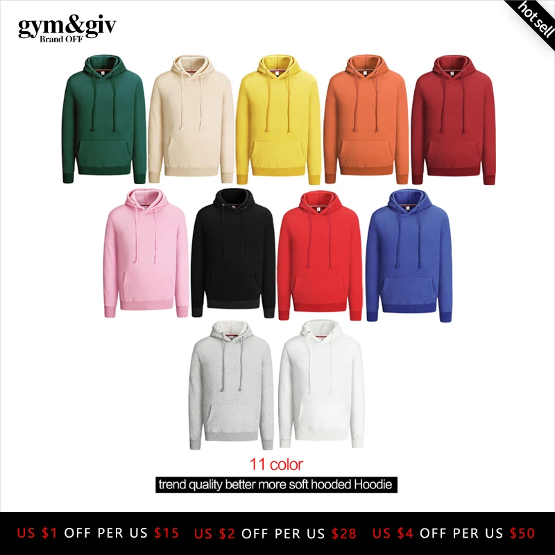 

100% Cotton Men Hoodies Sweatshirts Quality better more soft Solid color Hoody Mens Asian Size