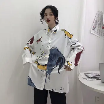 

Harajuku Long Sleeve Blouse Women Animal Printed Plus Size Shirt 2019 Casual Loose Ladies Tops Blusas Femininas