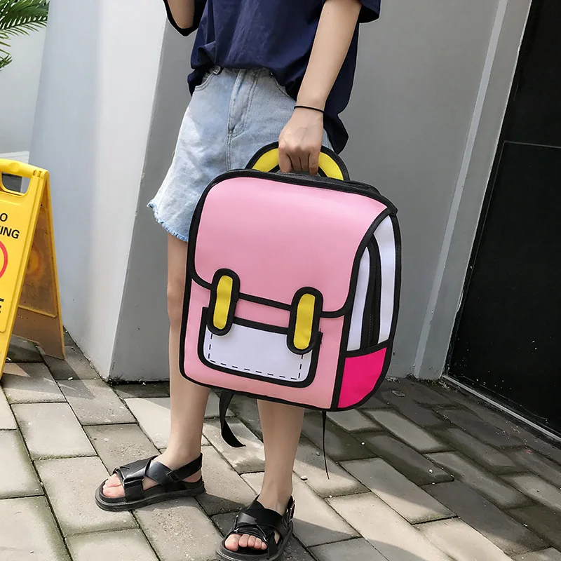 

Korean-style Early High School 3D Cartoon Backpack Juvenile Perrins Miu Miu Celebrity Style Second Element School Bag