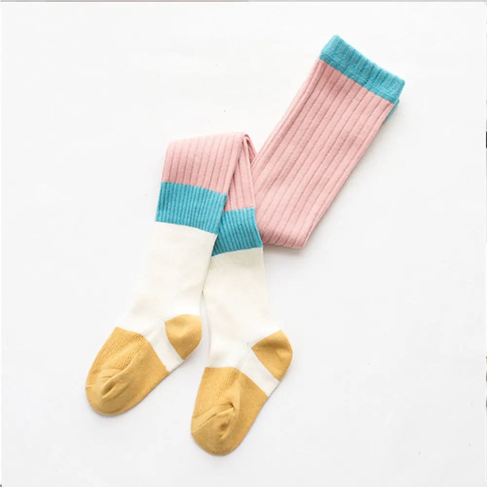 PUDCOCO/Колготки для маленьких девочек; детские колготки до колена; однотонные полосатые носки на осень