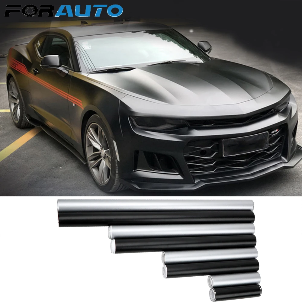 

FORAUTO Vehicle Sticker Car Wrap Film Sheet Matte Black Silver Vinyl Car Wraps Auto Accessories Car Stickers and Decals