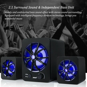 

Colorful LED Plastic Computer Music Subwoofer Multifunctional Laptop USB Wired Speaker Set Stereo Bass Home Desktop Player