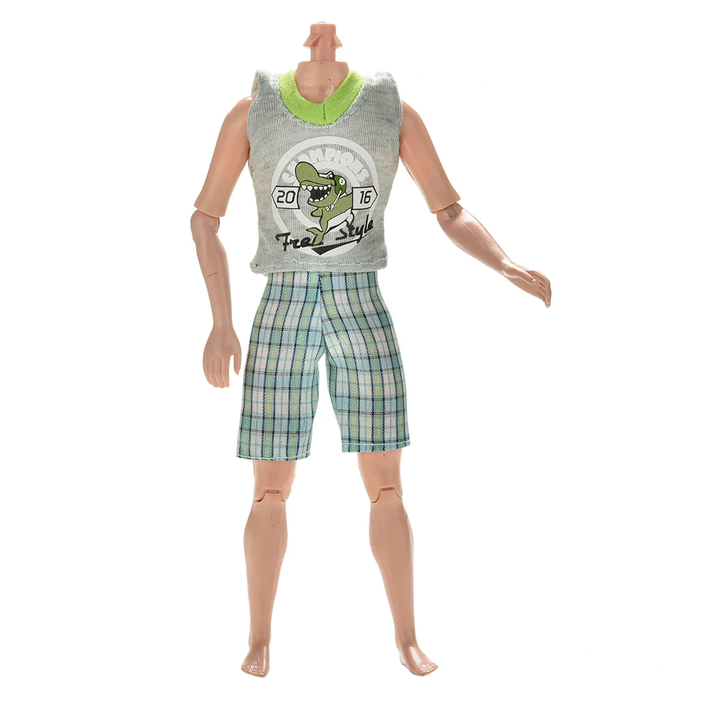 1 комплект = майка с принтом + шорты в клетку модный костюм для Кена летний