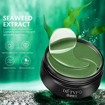 

60pcs green seaweed eye mask Hyaluronic Acid Eye Patches Remove Dark Circles Eye Mask Crystal Collagen Gel Mask Eye Skin Care