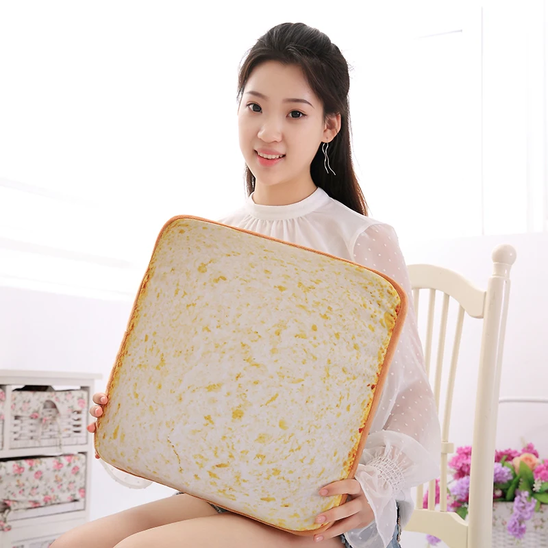 Creative Bread Toast Seat Cushion for Adult Women and Her Pet Cat Dog with Inner Filled Soft Material Polyester Pillow Toy 40cm | Игрушки и