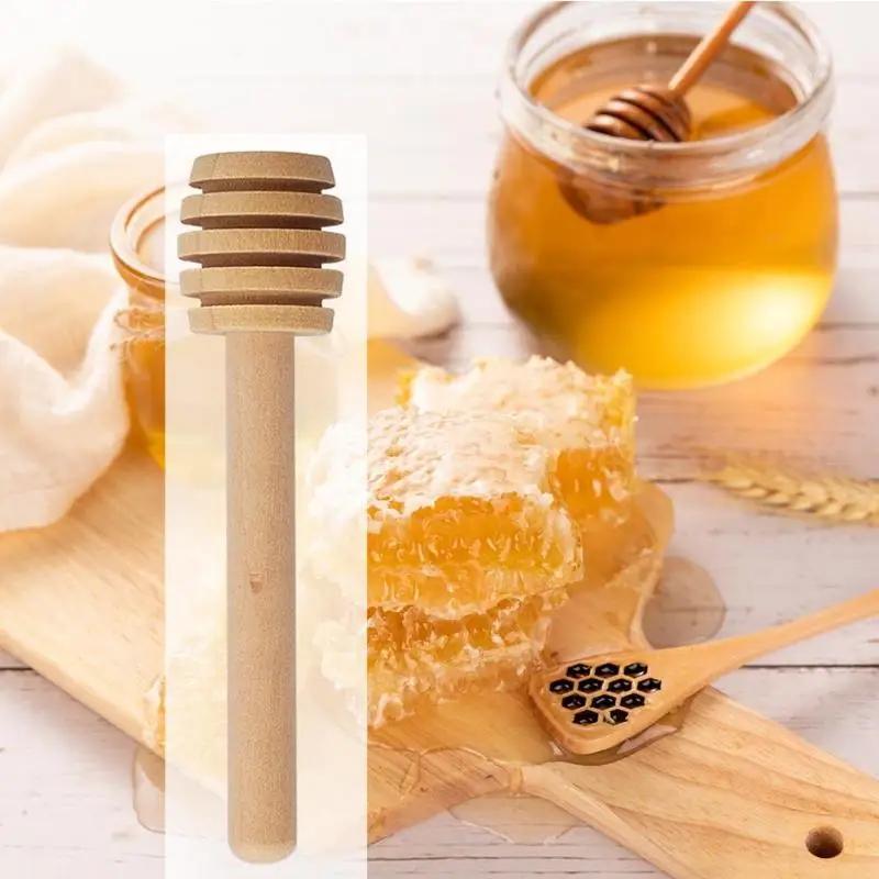 24/50pcs Honey Stir Bar Mixing Handle Jar Spoon Practical Long Handle Wood Dipper Honey Long Stick Supplies Honey Kitchen Tools