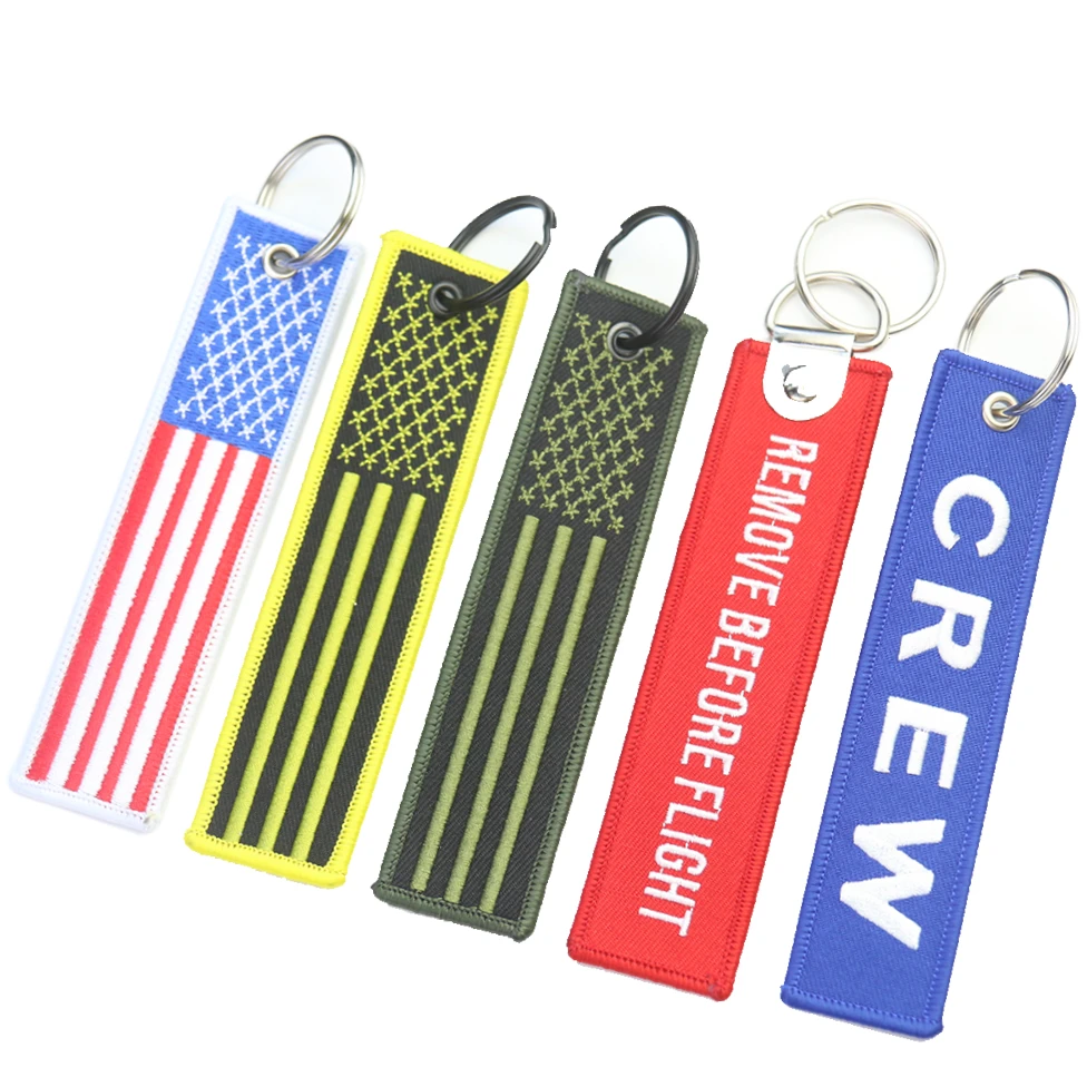 Big Us Flag Embroider Keychain Mobile Phone Strap Keyring Chain Hang