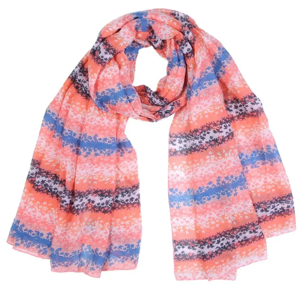 Шарф женский бандана в клетку платок Foulard Femme зимний цветочный принт шифон