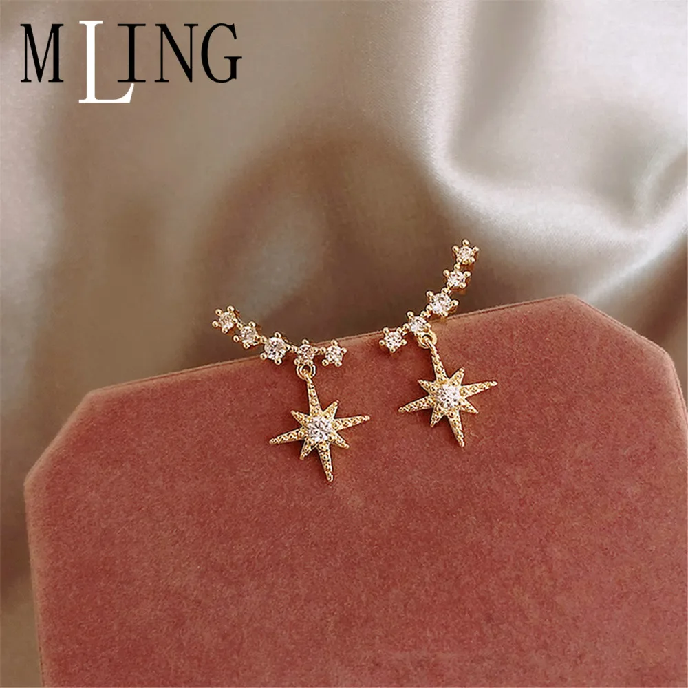 Женские винтажные серьги гвоздики MLING золотые серебряные со стразами в виде
