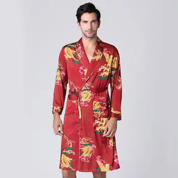 

Men's New Long-sleeved Solid Color Foreign Trade Home Service Silk Pajamas Stylish and fashion design Men's pajamas
