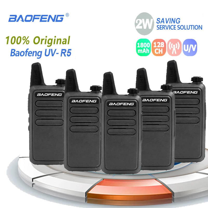 5 шт. Baofeng BF-R5 мини Детская рация 2 Вт трансивер UHF VHF радио BF R5 портативный BFR5 радио Comunicador Ham рация