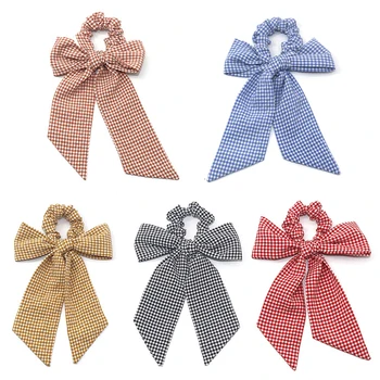 

Personality Hair Bow Ties Scrunchies Ponytail Hair Rope for Women Triangle Flower Print Elastic Hair Bands Accessories