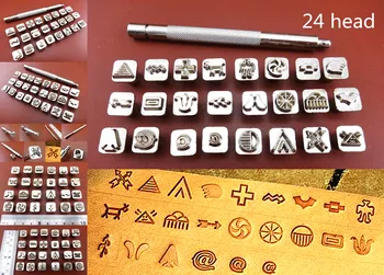 

Leather Craft 25pcs Totem Stamping Carving Modelling Splicing Embossing Punch Tool Seal Set - Chisel Edger Creaser Groover Skive