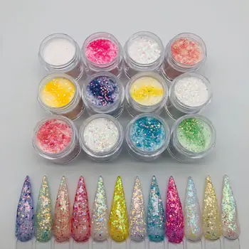 

12 Jars Nail Glitter Flakes Mixed Hexagon Colorful Symphony Sequins Pigment Holographic Nail Art Powder Dust DIY Manicure Decor