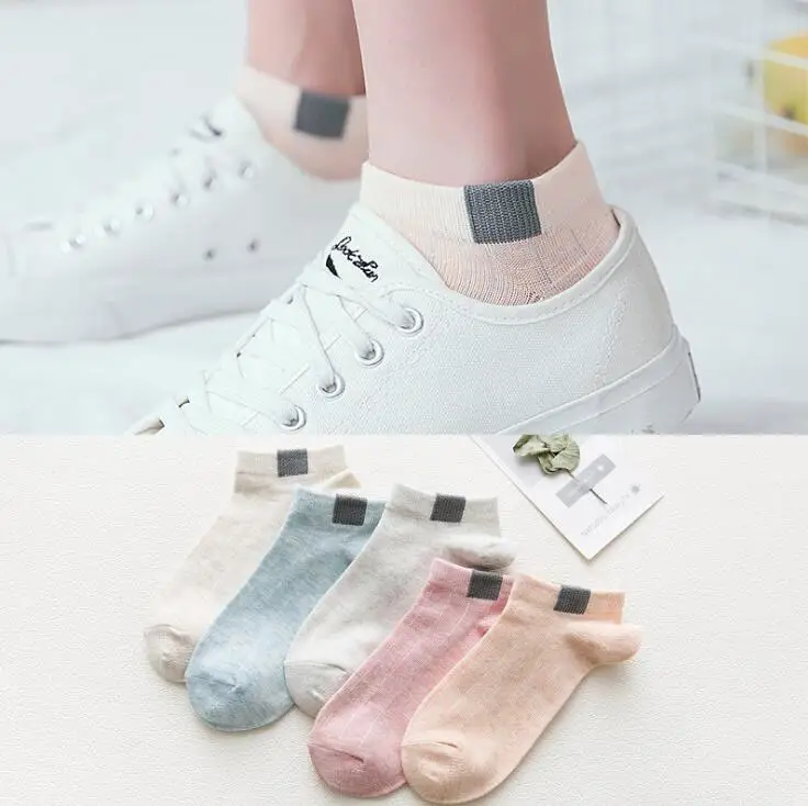 LESIDA/5 пар, женские удобные полосатые хлопковые носки, тапочки для девочек, короткие носки до щиколотки, пять цветов, высокое качество, новая мода