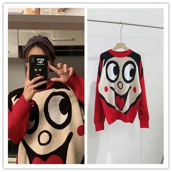 

adohon 2019 woman winter 100% Cashmere sweaters and auntmun knitted Pullovers High Quality Warm Female thickening O neck Cartoon