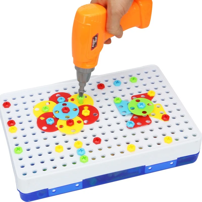 Детские игрушечные дрели электрическая игрушка-сверло завинчивающиеся блоки игрушки кретивная обучающая игрушка завинчивание головоломка дизайн игрушки для мальчиков мозаика игра